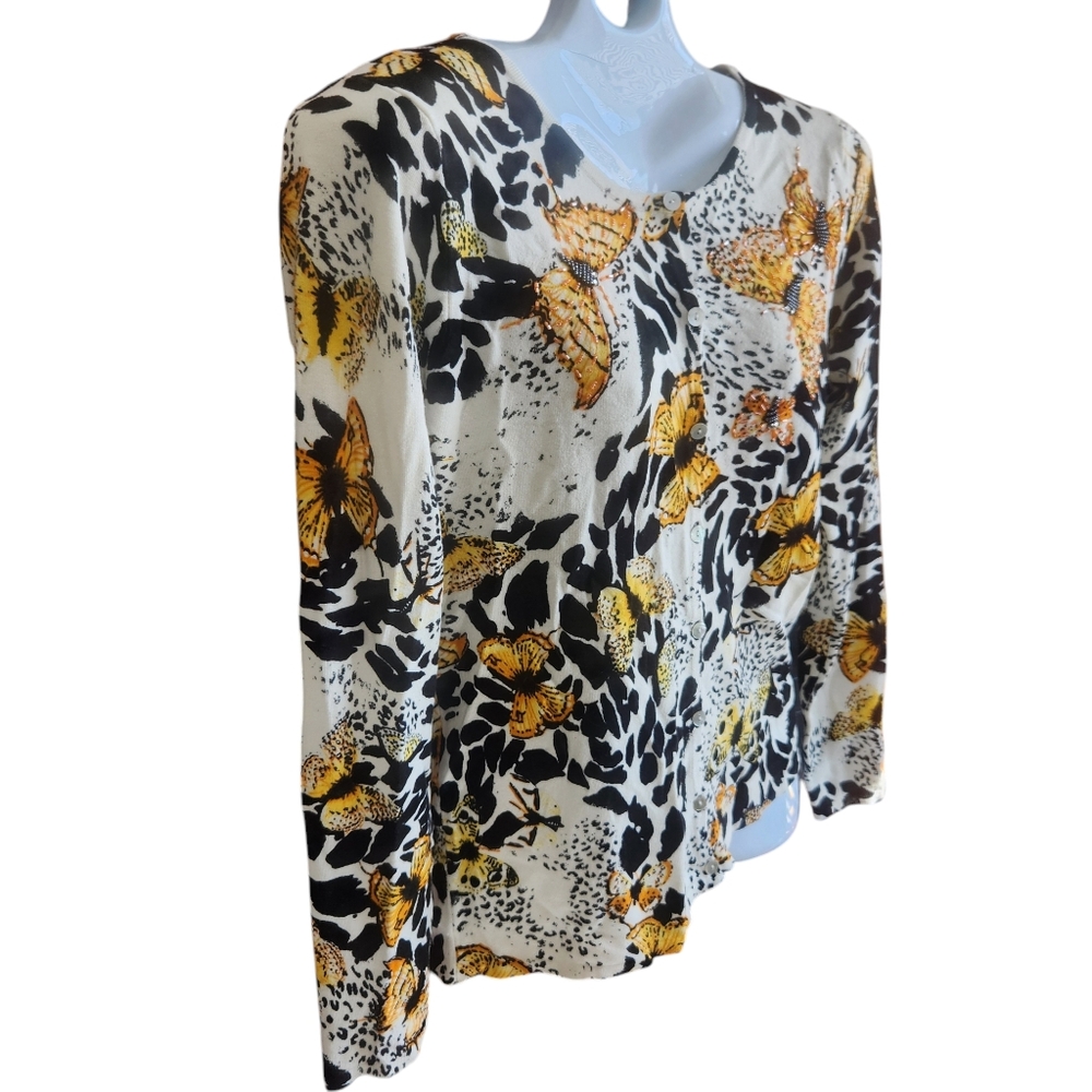 Venue Vintage Inspired Y2K Nostalgic Beaded Butterfly Cardigan Knit Sweater  M - Picture 7 of 14